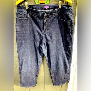 NYDJ Crop Jeans 18W Stretch Denim ~ Dark Blue Rinse